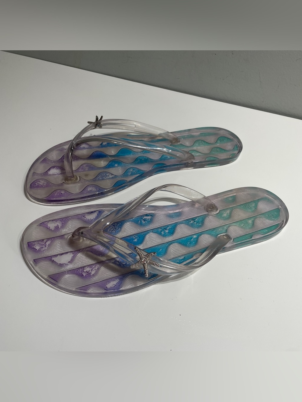 Y2K Ipanema X Giselle Bundchen Jelly Flip flops Beachy Starfish Sandals 11/12